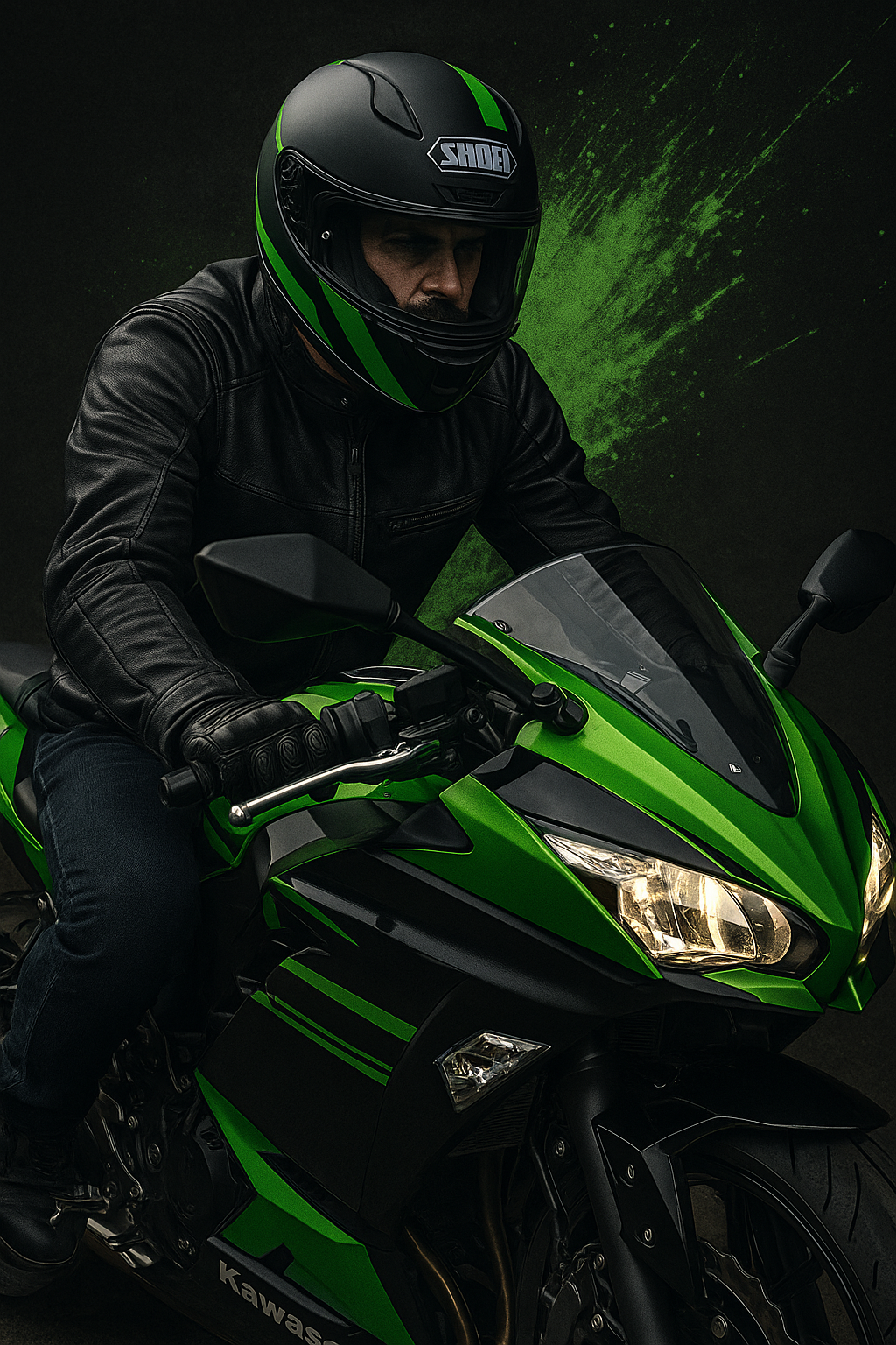 Kawasaki motorcycle in classic green paint